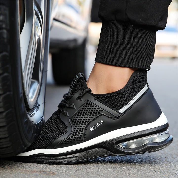 Damen Schwarze Rutschfeste Athletic Sneaker – Stahlkappen Sicherheits Arbeitsschuhe