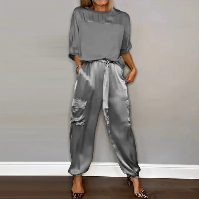 Damen Satin Outfit Set