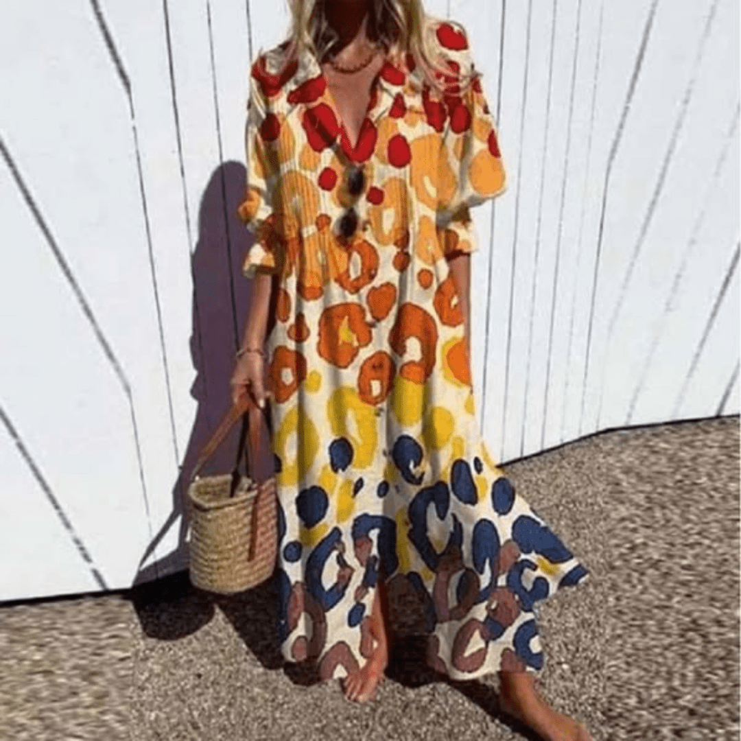 Damen Oversize Blumenkleid Im Boho