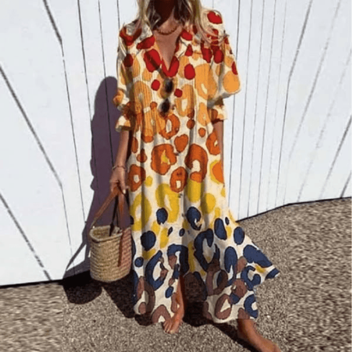 Damen Oversize Blumenkleid Im Boho