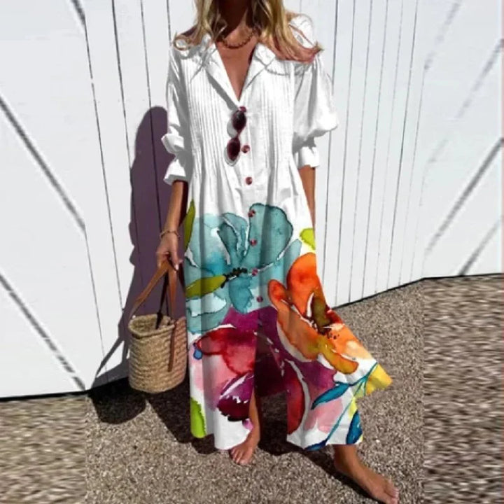 Damen Oversize Blumenkleid Im Boho