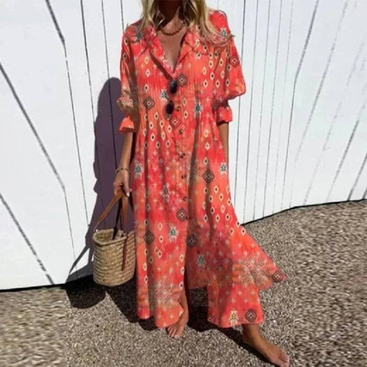 Damen Oversize Blumenkleid Im Boho