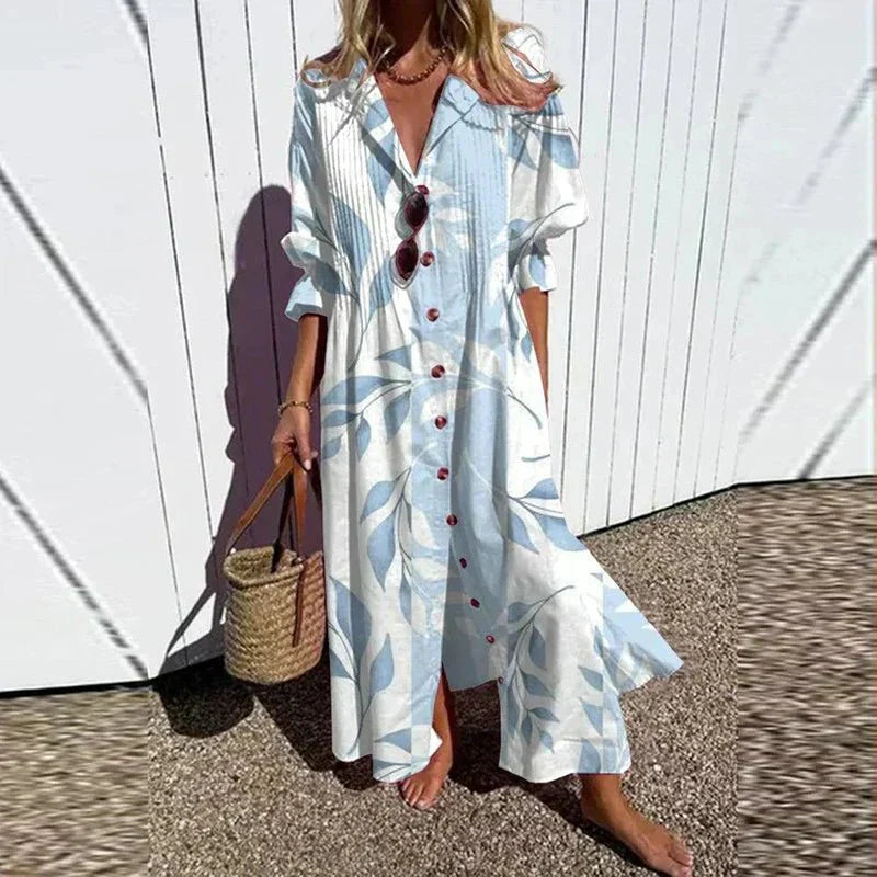 Damen Oversize Blumenkleid Im Boho