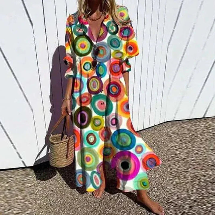 Damen Oversize Blumenkleid Im Boho