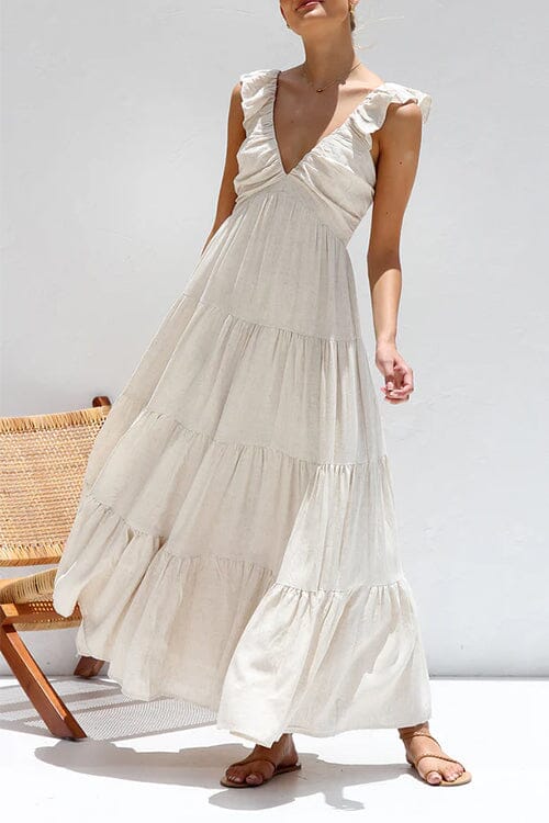Maxikleid Mit V Ausschnitt Für Damen