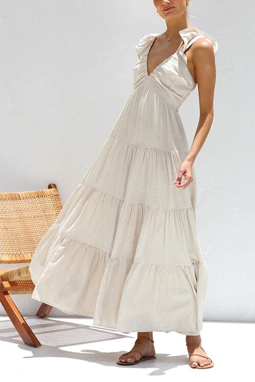 Maxikleid Mit V Ausschnitt Für Damen