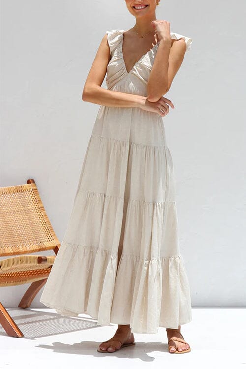 Maxikleid Mit V Ausschnitt Für Damen