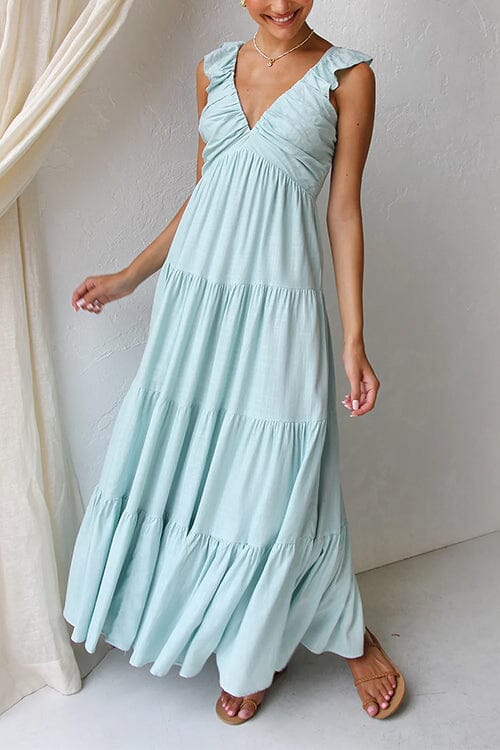 Maxikleid Mit V Ausschnitt Für Damen