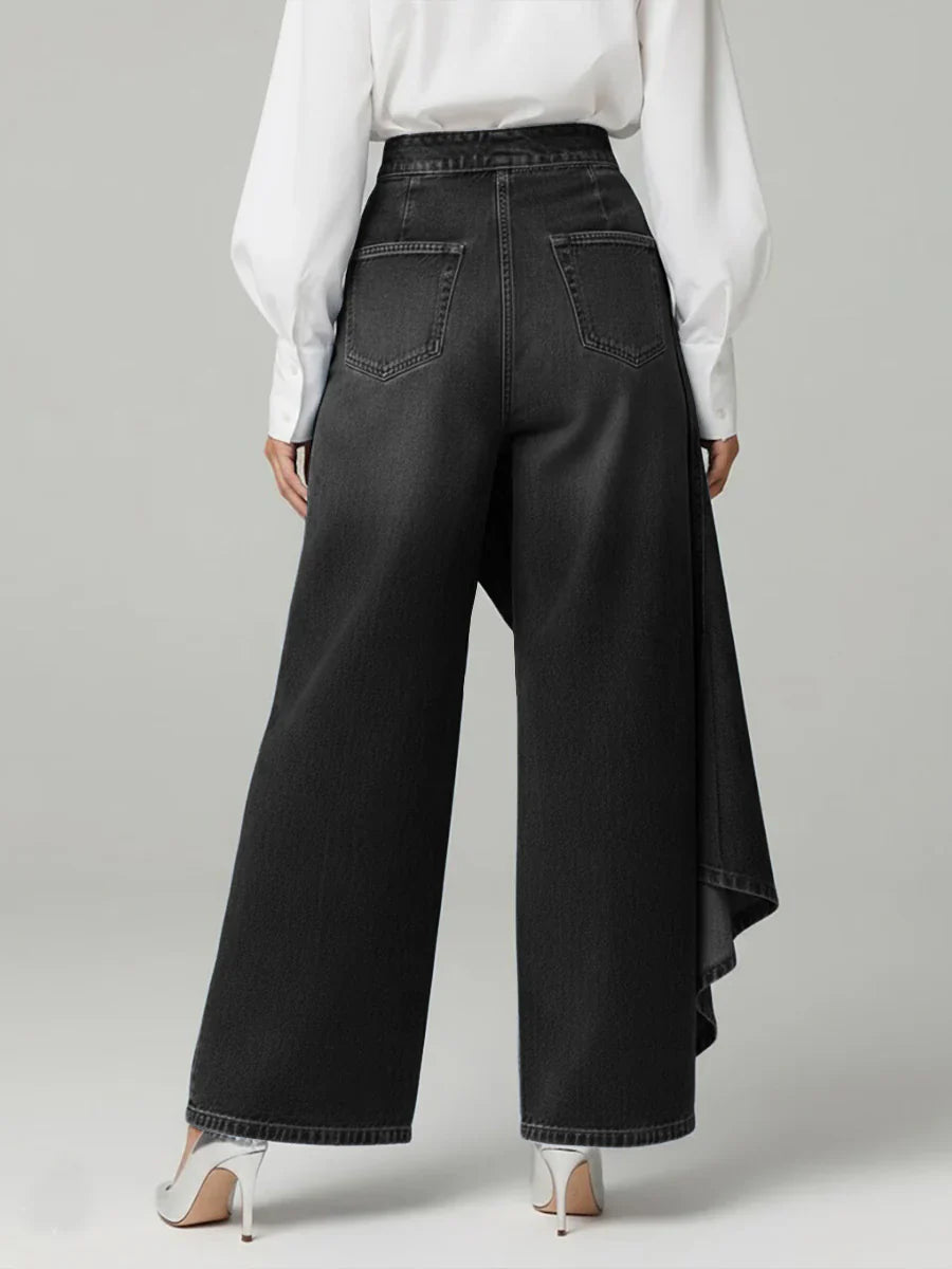 Damen Hochtaillierte Weite Jeans – Lässige Bequeme Denim Hose