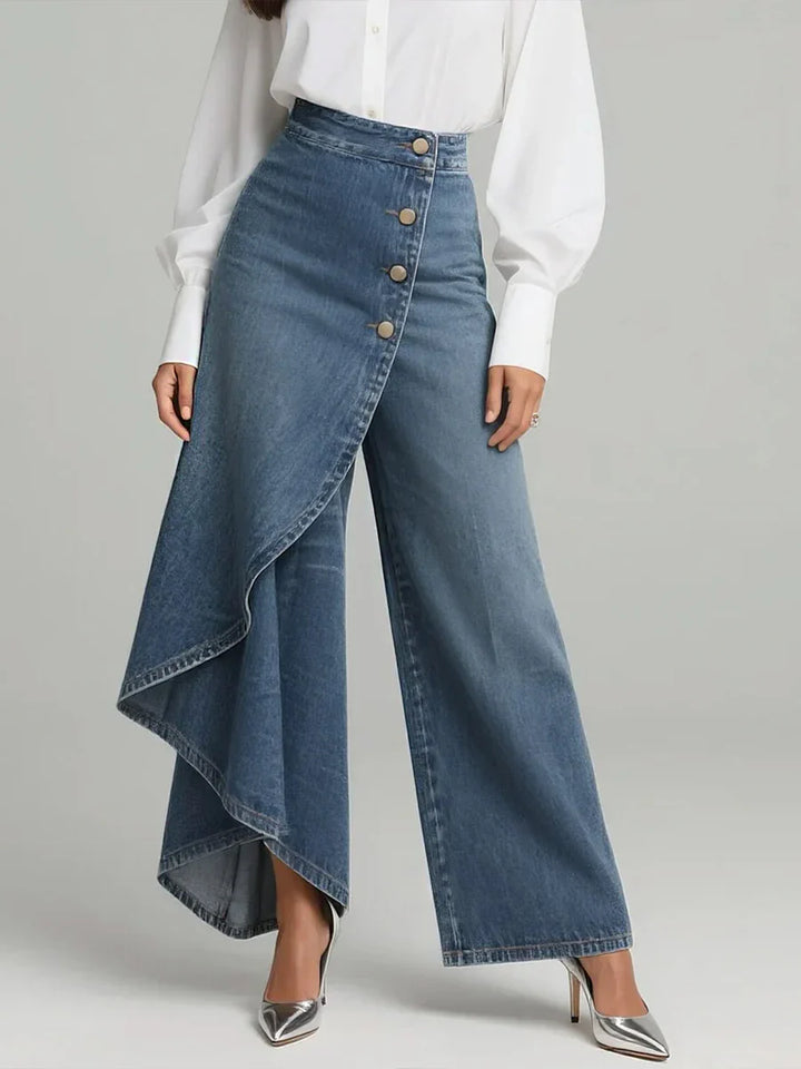 Damen Hochtaillierte Weite Jeans – Lässige Bequeme Denim Hose