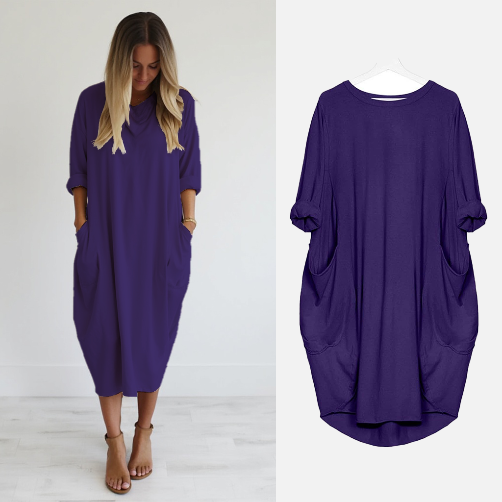 Damen Oversize Kurzarm Polokleid