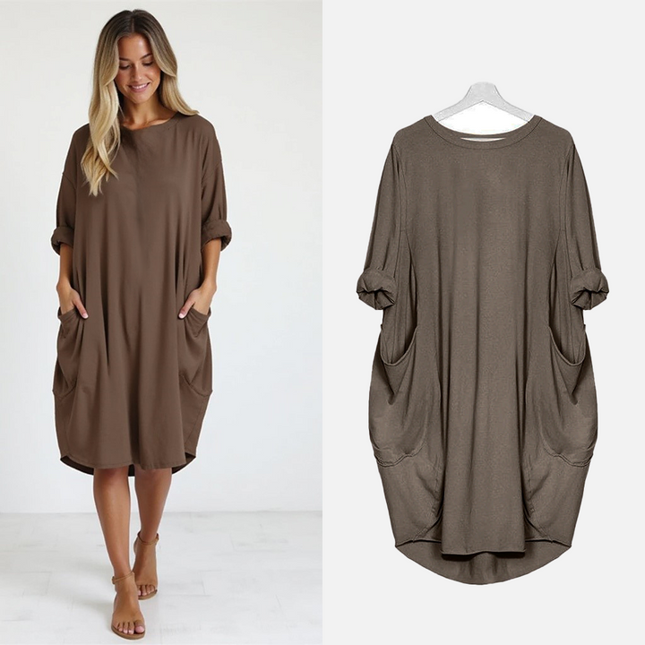 Damen Oversize Kurzarm Polokleid