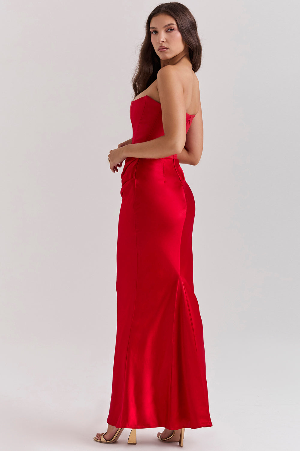 Damen Trägerloses Korsett Seidenkleid
