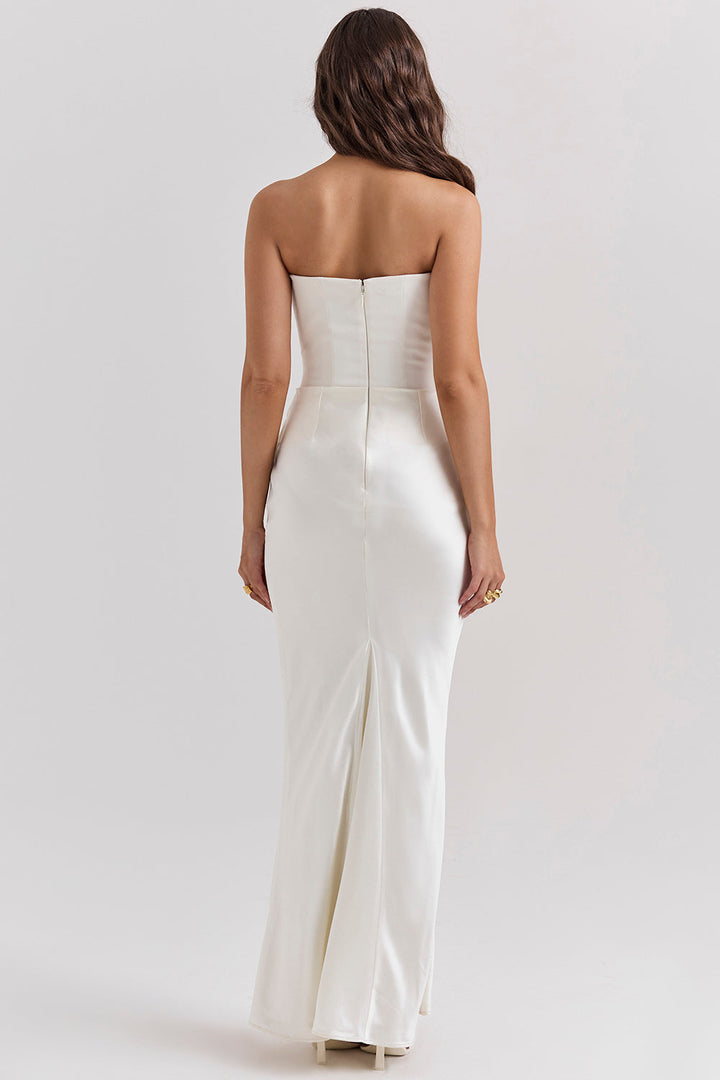Damen Trägerloses Korsett Seidenkleid