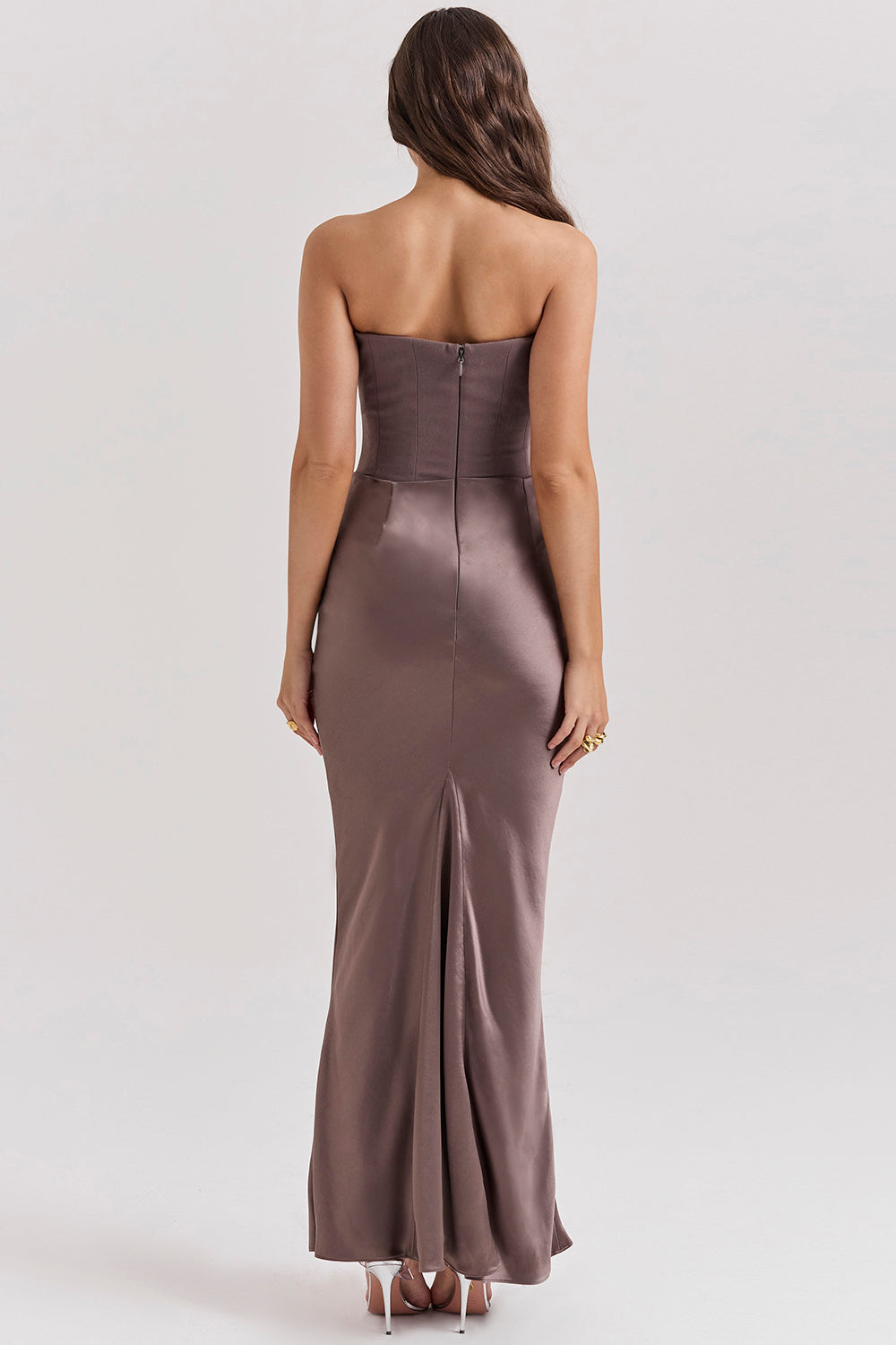 Damen Trägerloses Korsett Seidenkleid