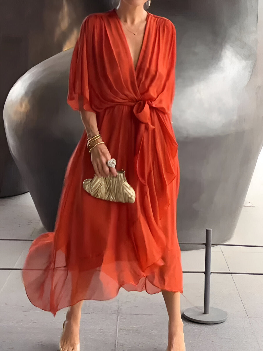 Damen Chiffon Wickelkleid Für Partys