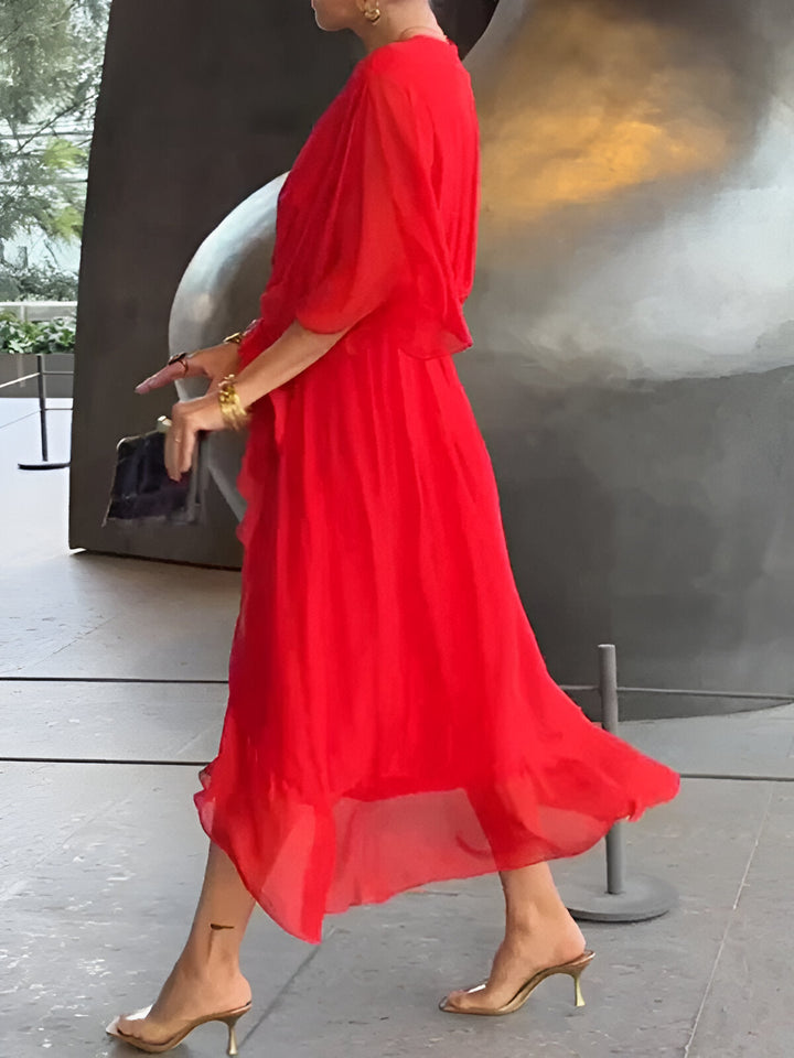 Damen Chiffon Wickelkleid Für Partys