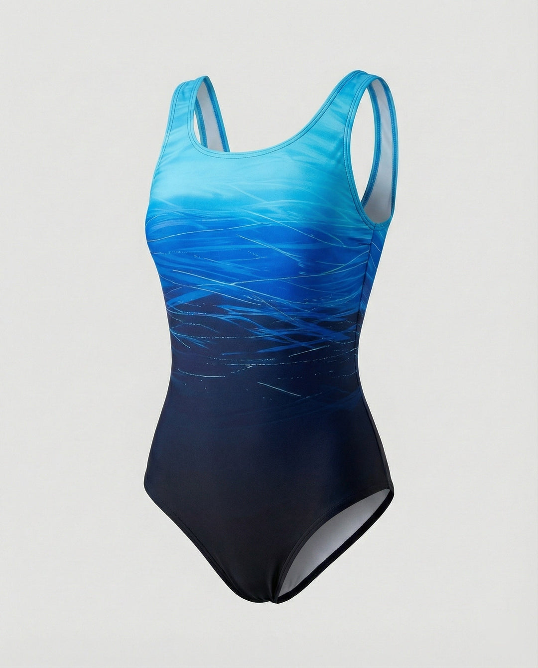 Damen Einteiliger Sport-Badeanzug Mit Ombre-Muster – Schnelltrocknende Activewear
