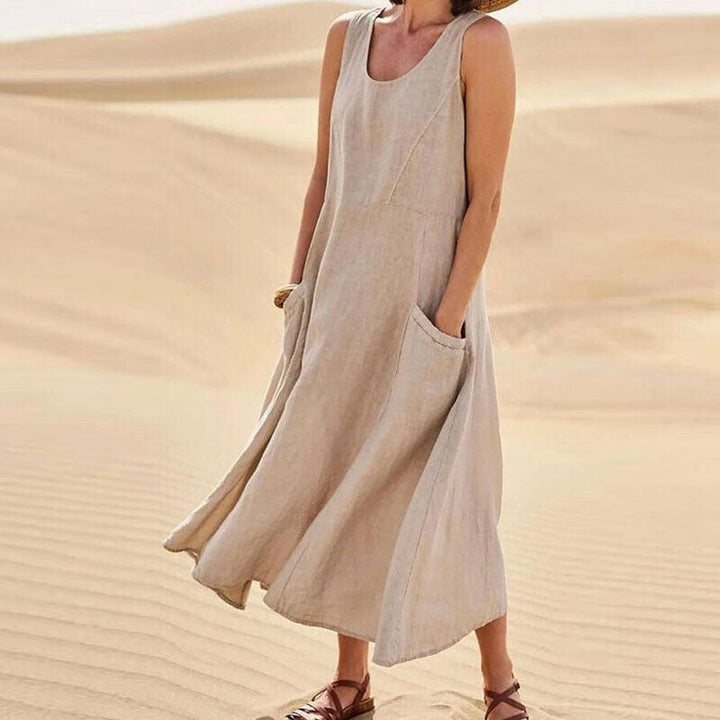 Damen Ärmelloses Sommerkleid Mit Taschen