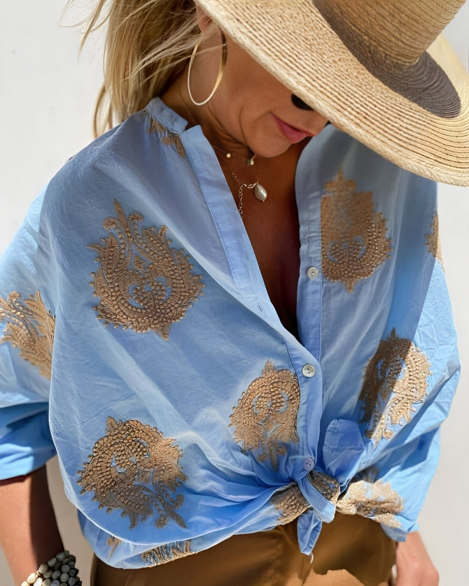 Damen Boho Langarm Bluse