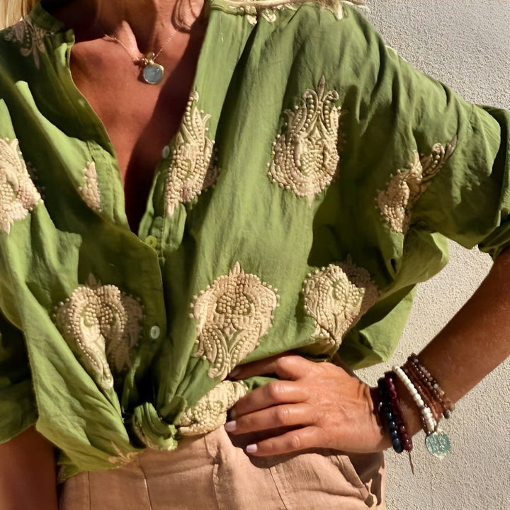 Damen Boho Langarm Bluse