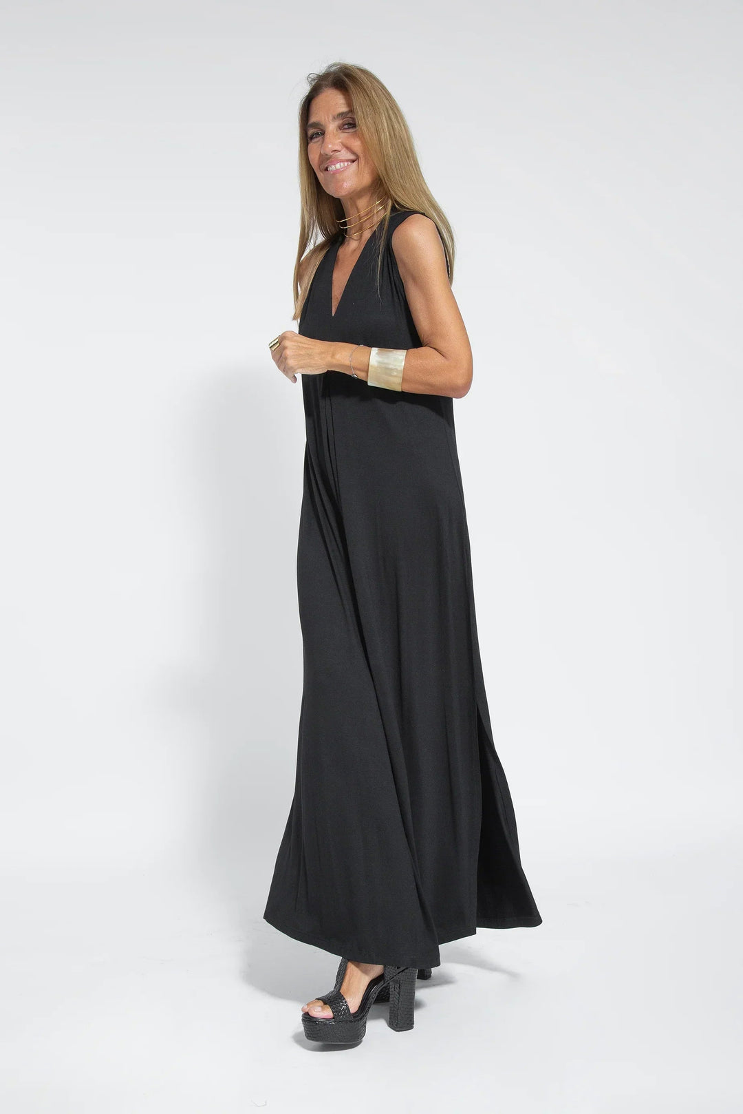 Carmela | Elegantes langes Kleid mit Strickjacke
