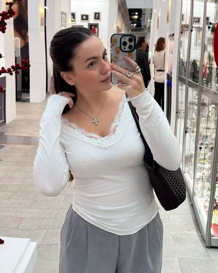 Aurora V-Ausschnitt Spitzenoberteil