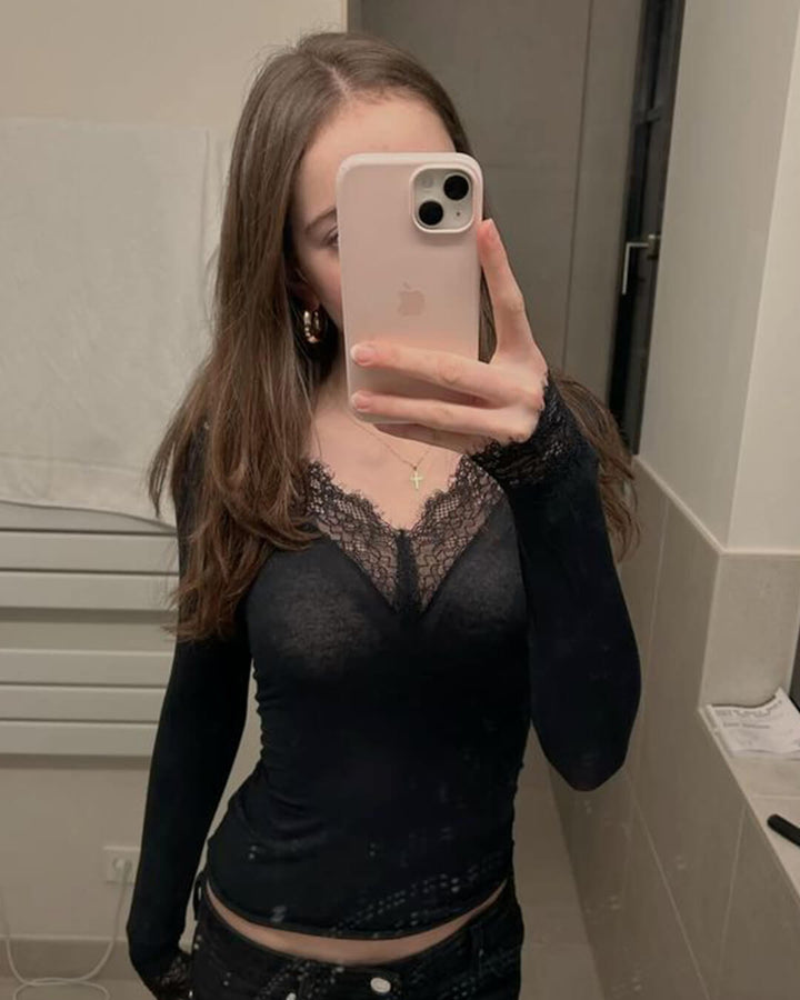 Aurora V-Ausschnitt Spitzenoberteil