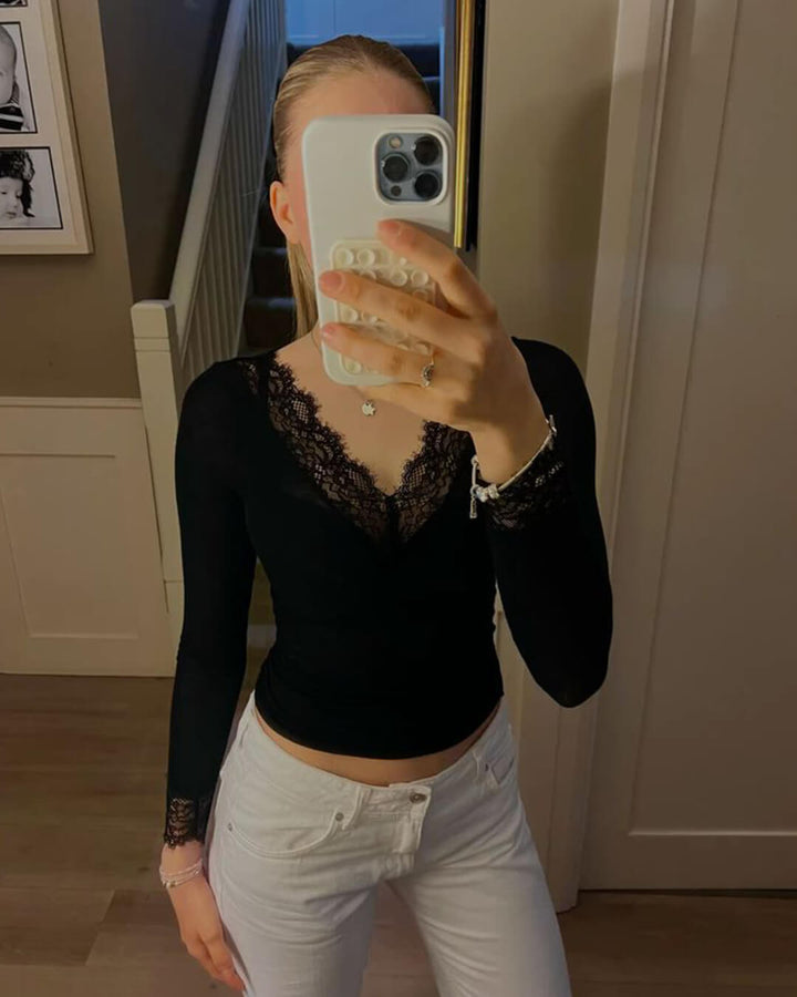 Aurora V-Ausschnitt Spitzenoberteil