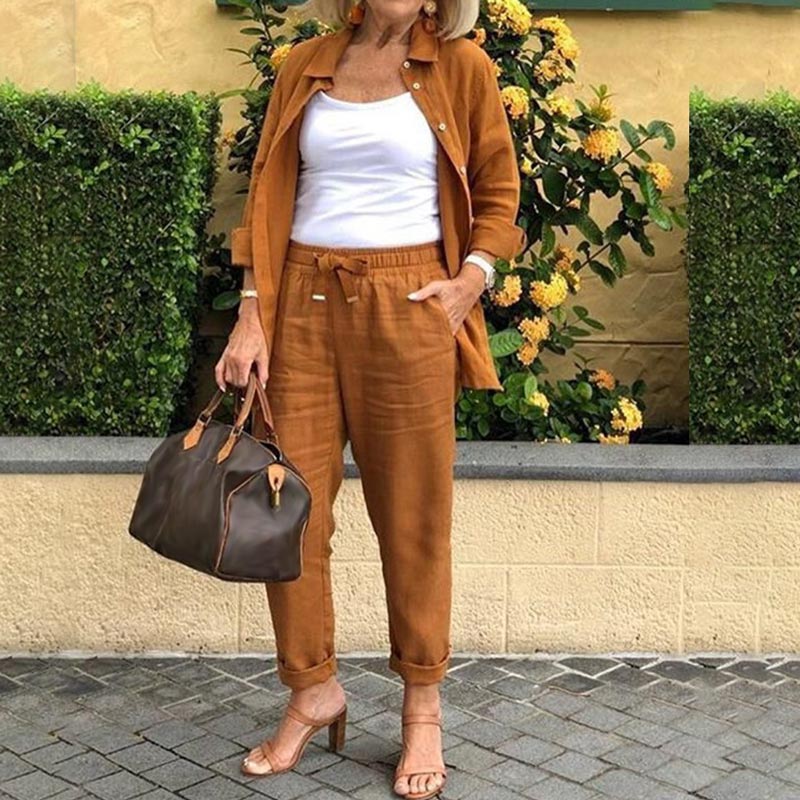 Damen Hemd Und Hosen Set