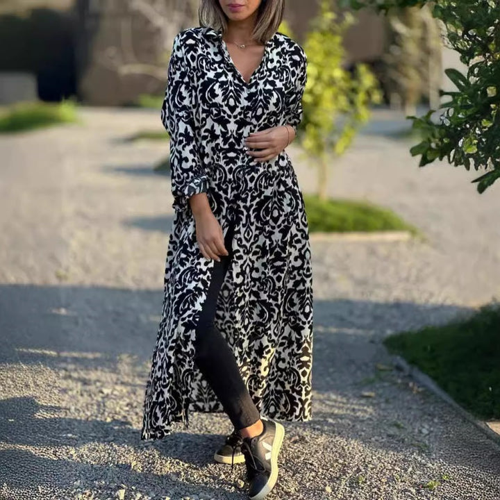 Damen Mehrfarbiges Lang Kleid