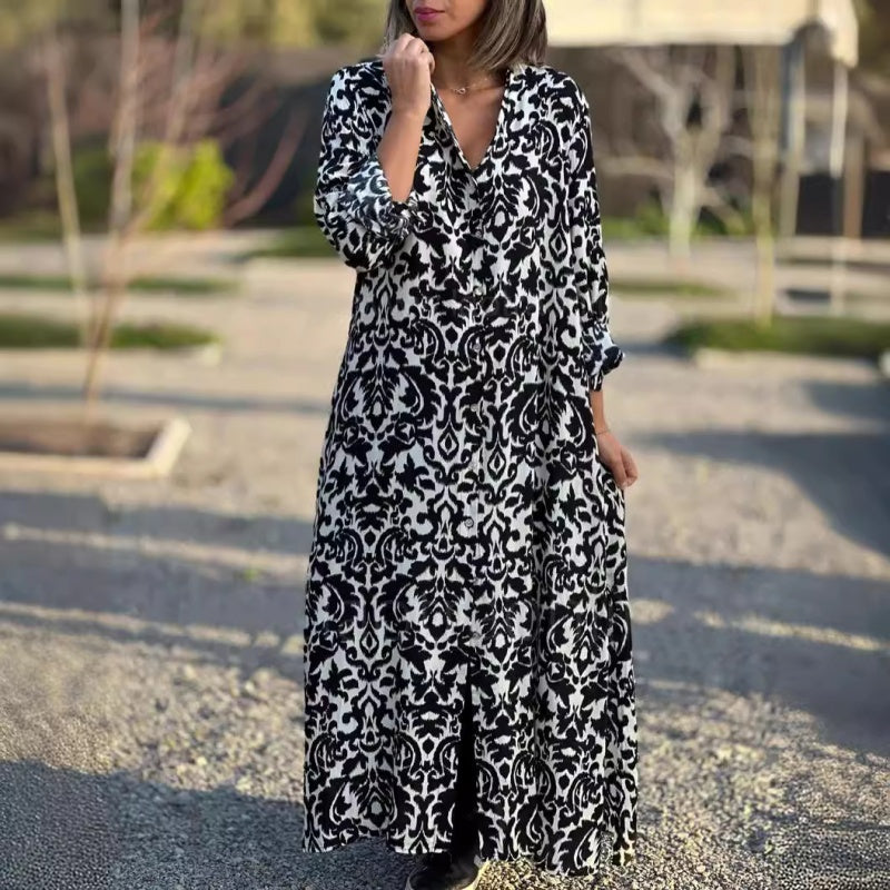 Damen Mehrfarbiges Lang Kleid