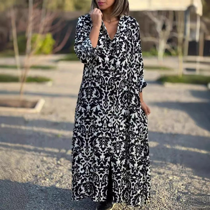Damen Mehrfarbiges Lang Kleid