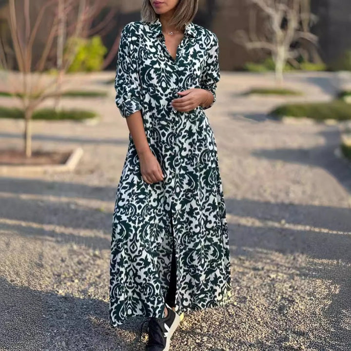 Damen Mehrfarbiges Lang Kleid