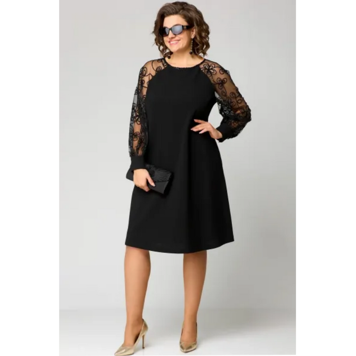 Damen Langarm Spitzenkleid