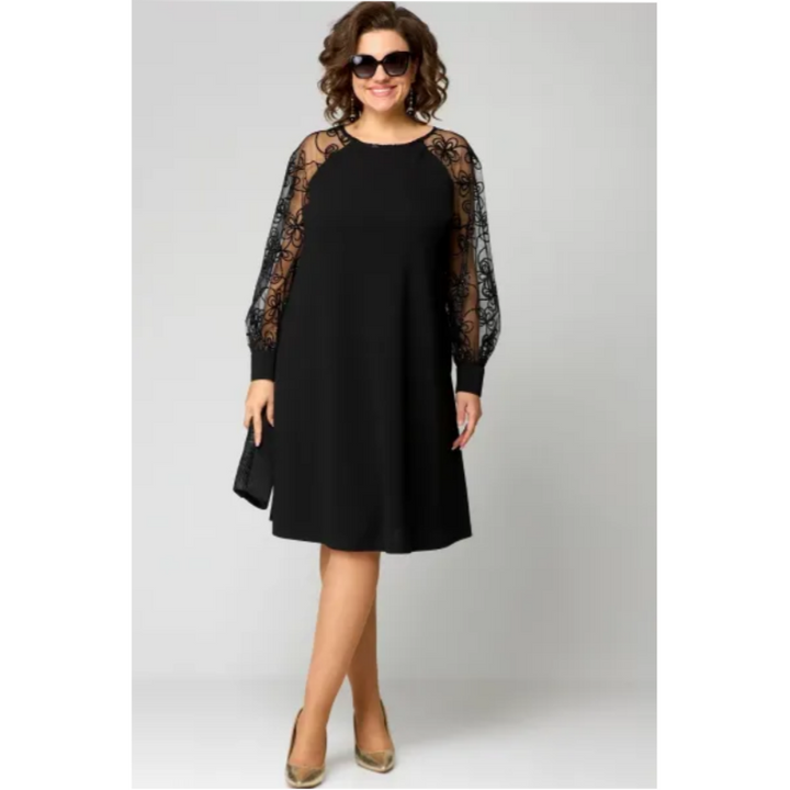 Damen Langarm Spitzenkleid