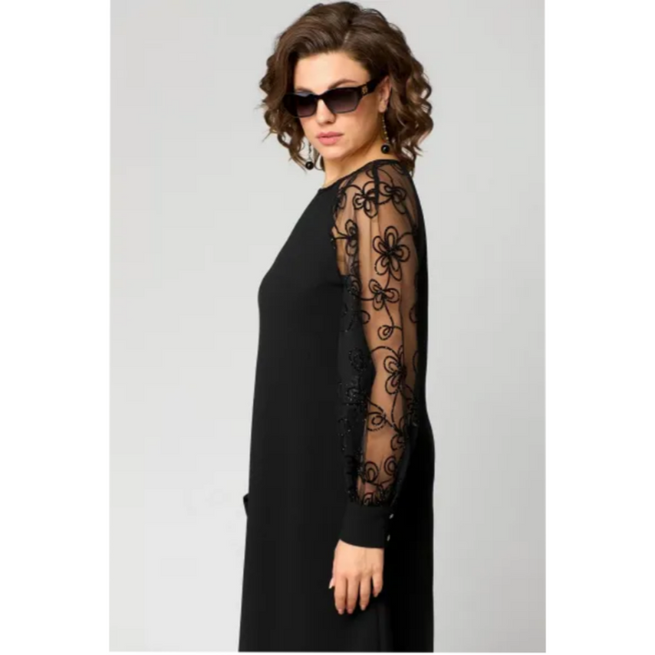 Damen Langarm Spitzenkleid