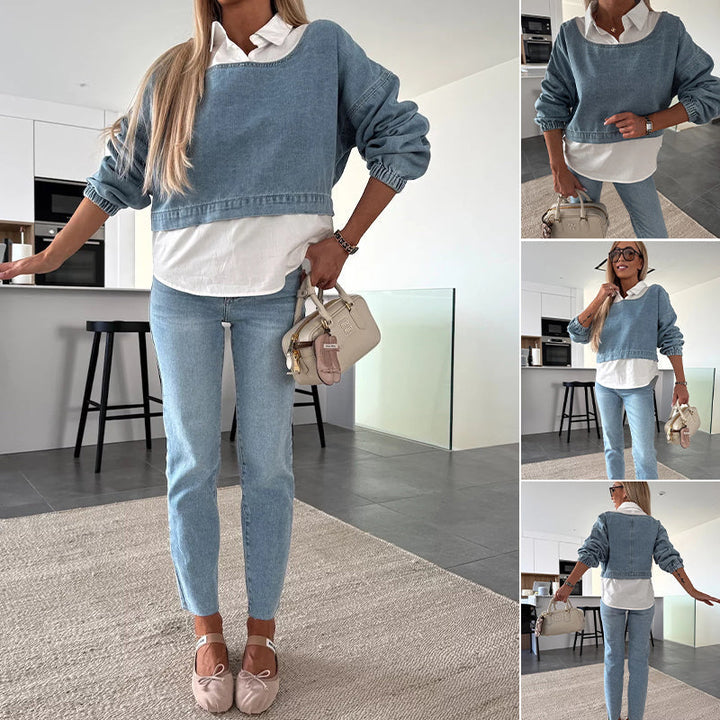 Damen Zweiteiliges Jeans Set