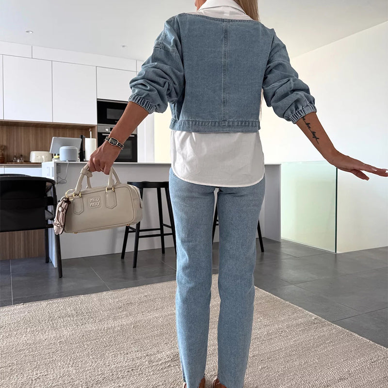 Damen Zweiteiliges Jeans Set