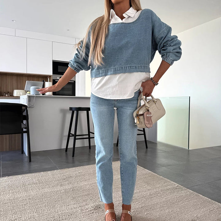 Damen Zweiteiliges Jeans Set