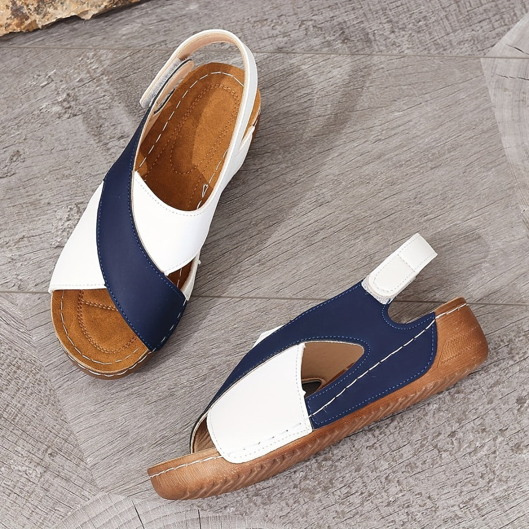 Damen Leder Keilabsatz Sandalen