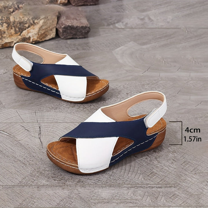 Damen Leder Keilabsatz Sandalen