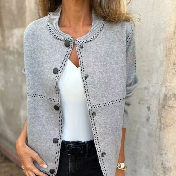 Damen Strickjacke Aus Wolle Mit Knöpfen