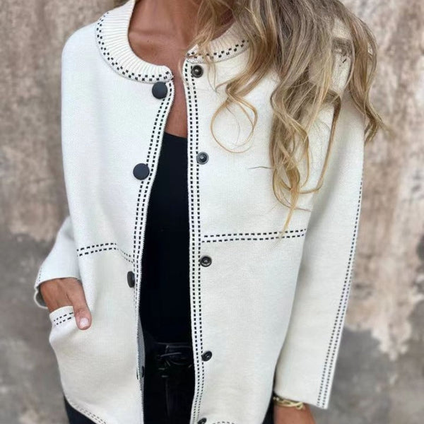Damen Strickjacke Aus Wolle Mit Knöpfen