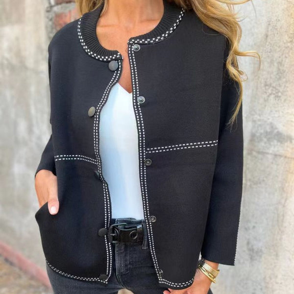 Damen Strickjacke Aus Wolle Mit Knöpfen