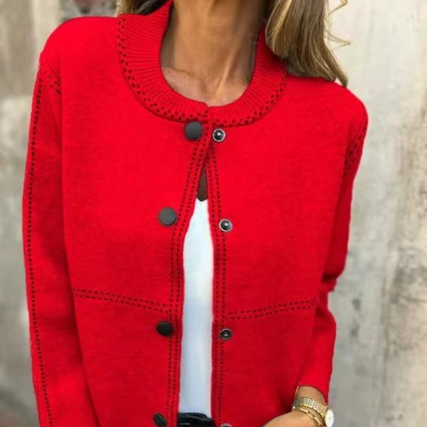 Damen Strickjacke Aus Wolle Mit Knöpfen