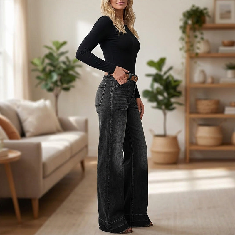Damen Vintage Weit Geschnittene Jeans – Hochbund Locker Denim Hose