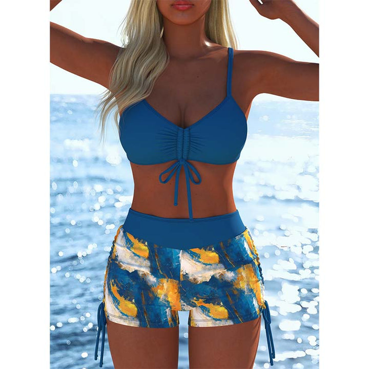 Bikini-Set mit Bindeband & Boyshorts – Zweiteiliger Badeanzug für Strand & Pool