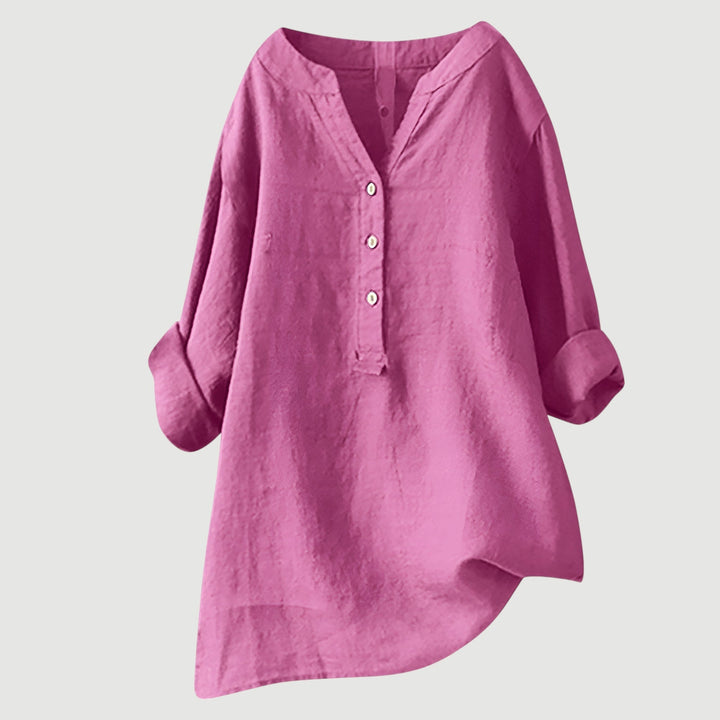 Damen Leichte Lange Bluse Aus Leinen