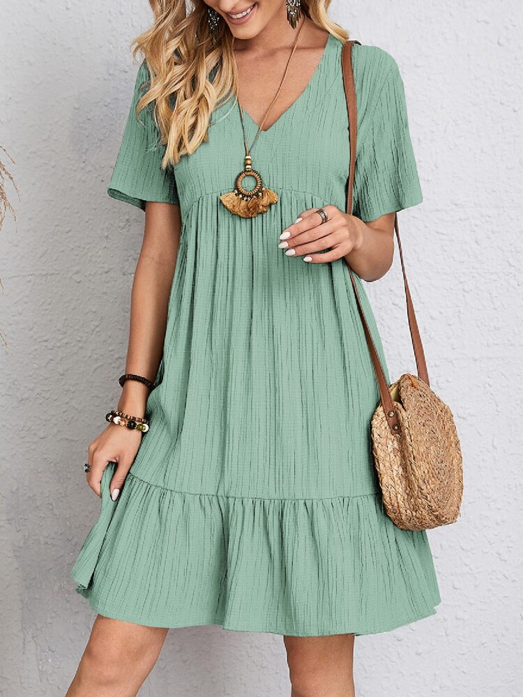 Damen Gerafftes Lockeres Kleid